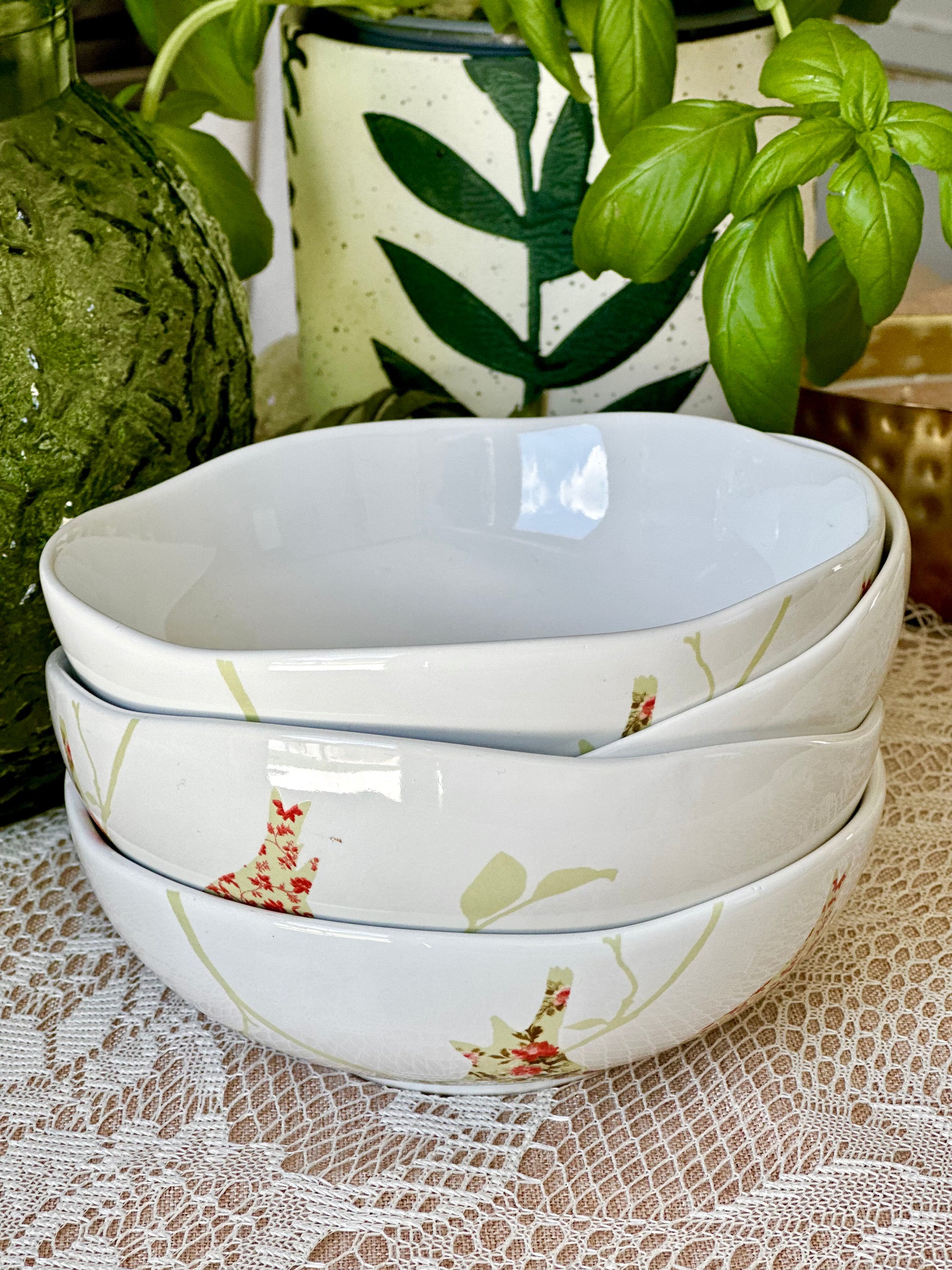 222 Fifth Chintz Birds bowls set of 4