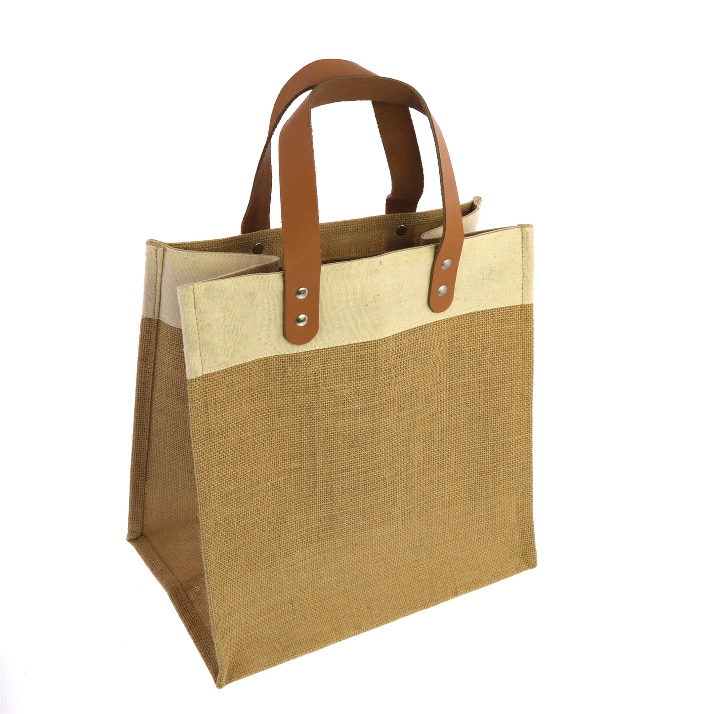 Jute & Leather wine Bag