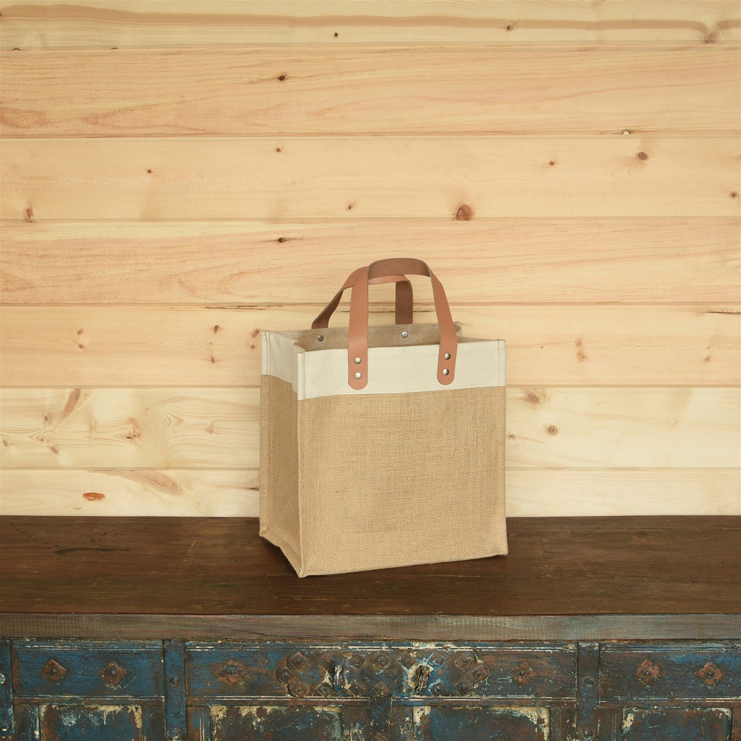 Jute & Leather wine Bag